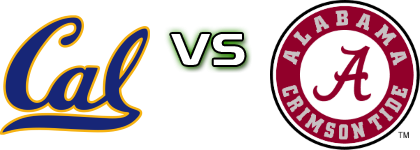 California Golden Bears - Alabama Crimson Tide head to head game preview and prediction