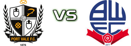Port Vale - Bolton детайли и статистика
